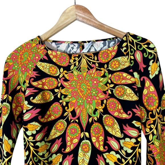 Zara Mini Dress Womens XS Multicolor Open Back Paisley Floral 70s Psychedelic - Picture 4 of 11
